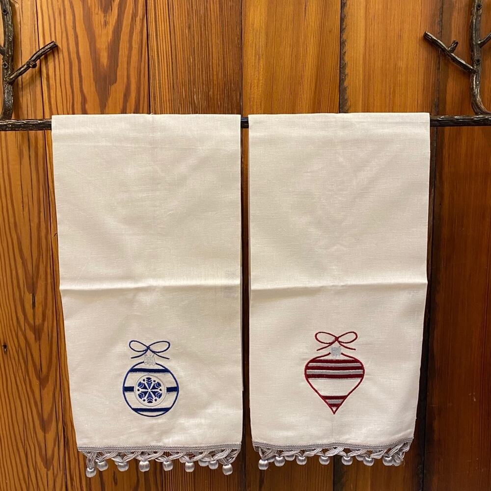 MMW Brand New Linen/Cotton Christmas Tea Towel‎ Set